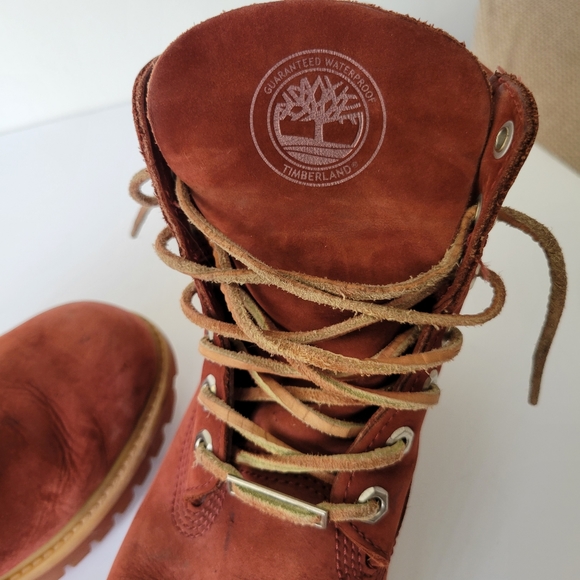 Burgundy Timberland Waterproof Nubuck Boots Men's 7.5 - Picture 10 of 11